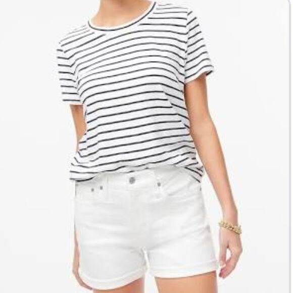 J CREW Trademark Denim White Cuffed Button Fly Denim Jean Shorts Size 25 - Picture 1 of 11